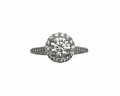 1.00ct Round Cut Diamond Halo Ring with Diamond Accented Band - White Gold