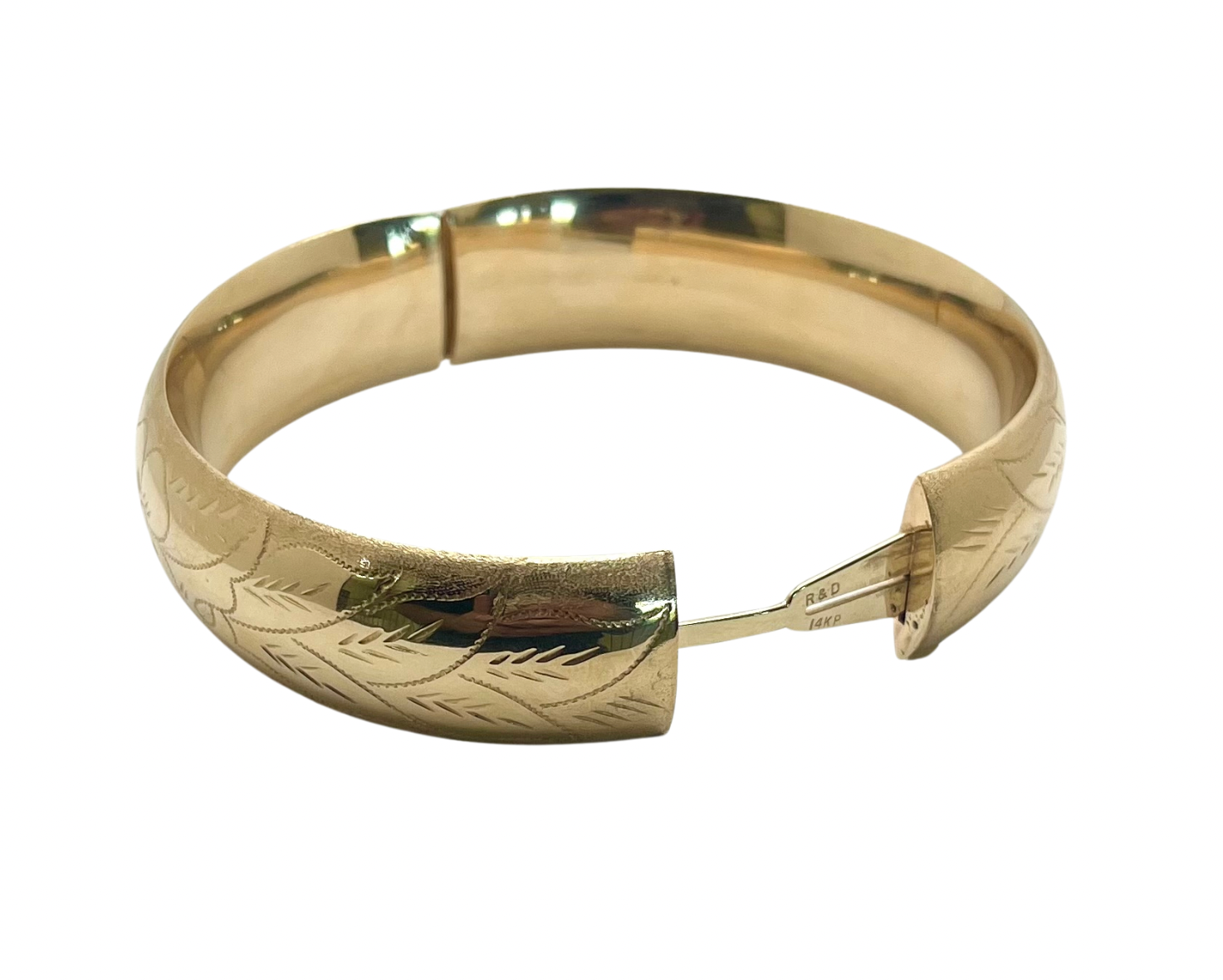 Floral Bangle Bracelet - Yellow Gold