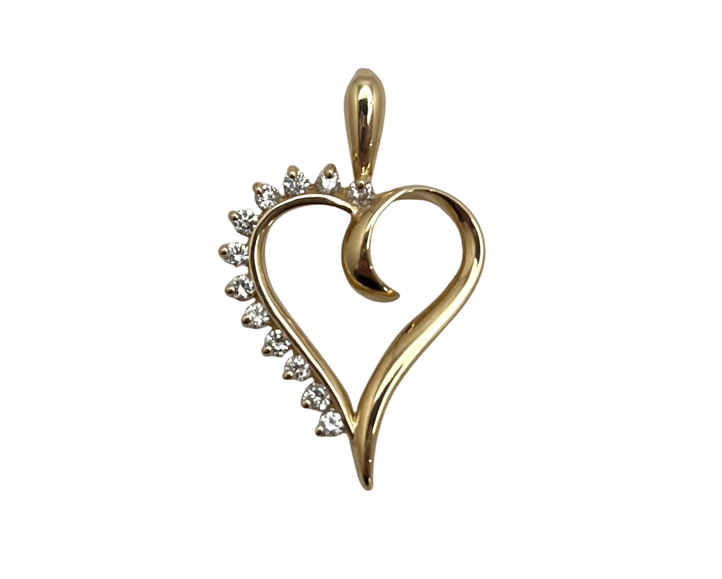 Heart Pendant with Diamond Accents - Yellow Gold