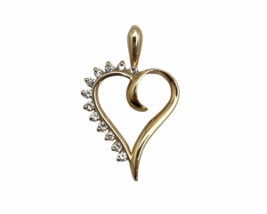 Heart Pendant with Diamond Accents - Yellow Gold