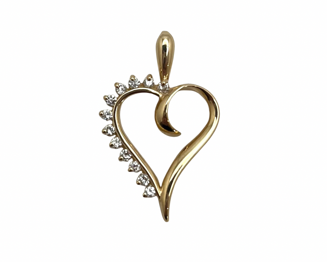 Heart Pendant with Diamond Accents - Yellow Gold