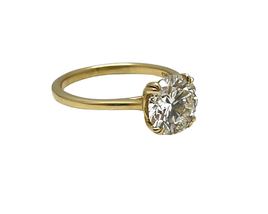 2.17ct Round Cut Diamond Solitaire Ring - Yellow Gold