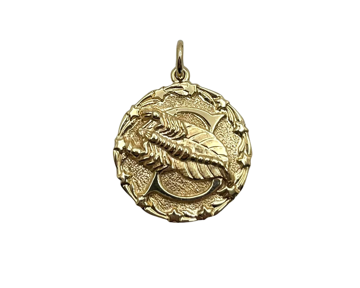 Scorpio Medallion Pendant/Charm - Yellow Gold