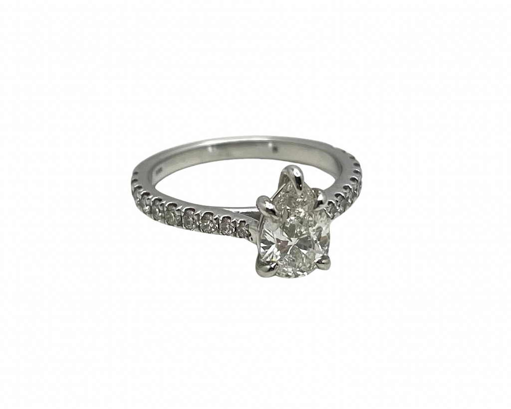 1.03ct Diamond Ring with Diamond Accented Shank - White Gold