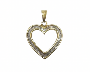Channel Set Diamond Heart Pendant - Yellow Gold