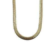 Load image into Gallery viewer, Three Row Flat Curb Patterned Necklace - Yellow Gold

