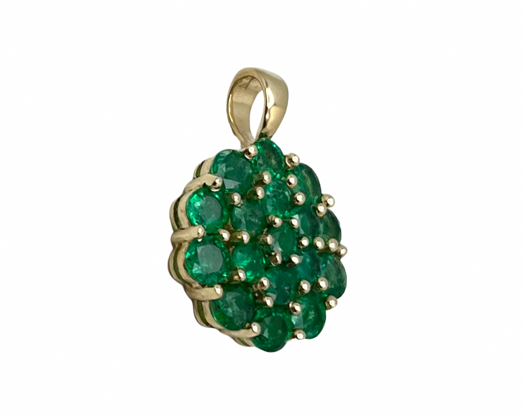 Emerald Cluster Pendant - Yellow Gold