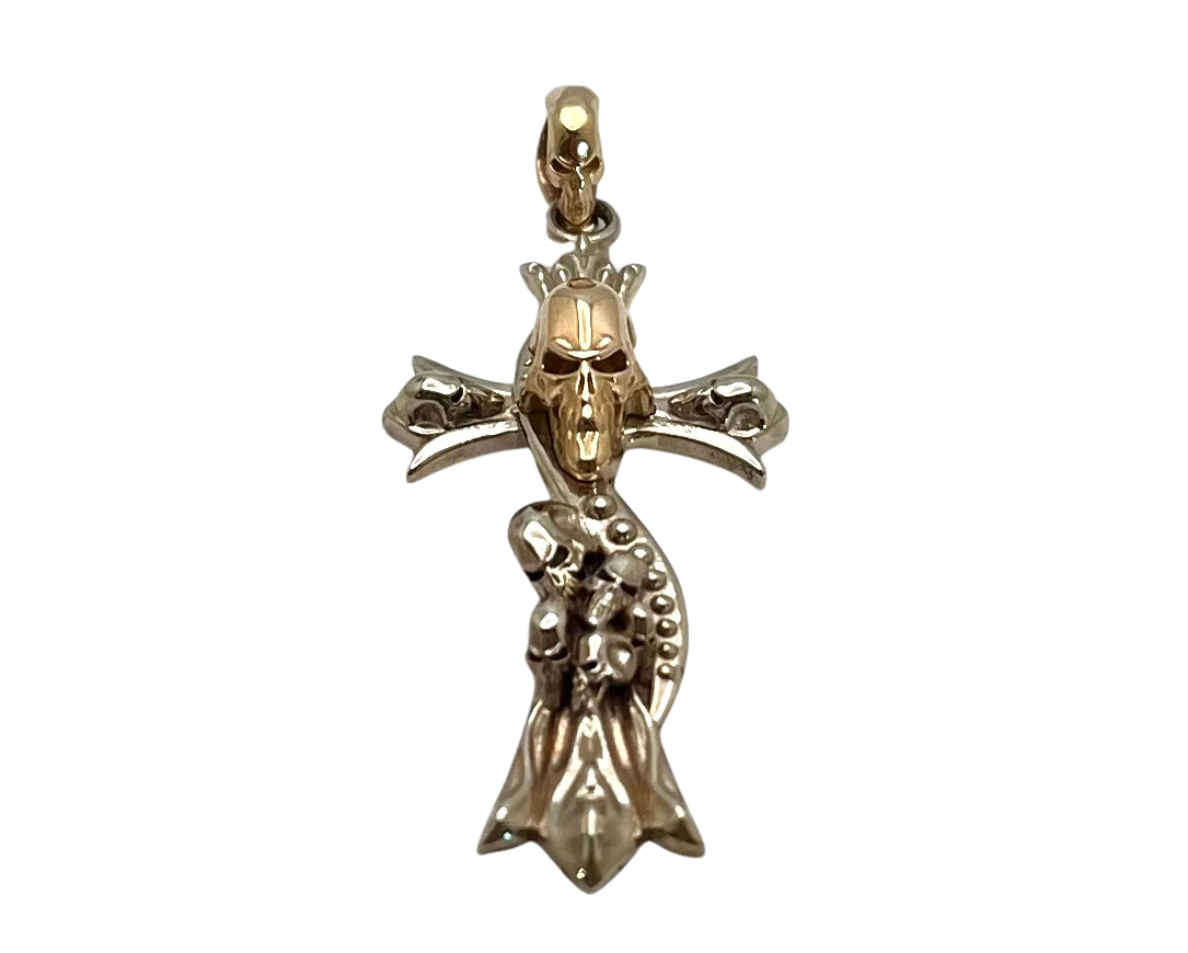 Skull Cross Pendant - Two Tone