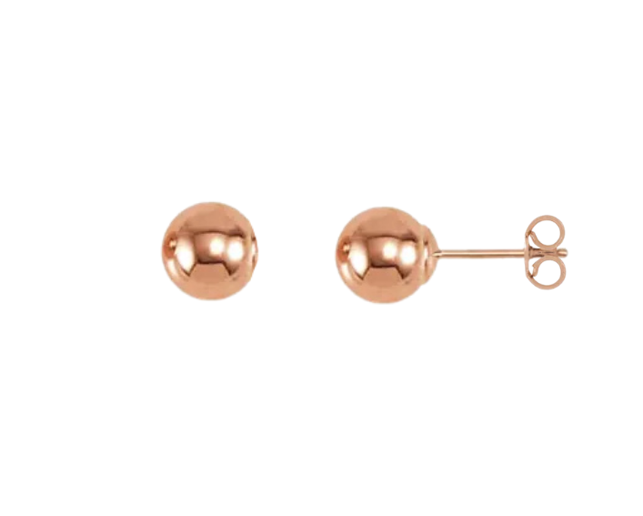 6.0mm Ball Stud Earrings - Rose Gold