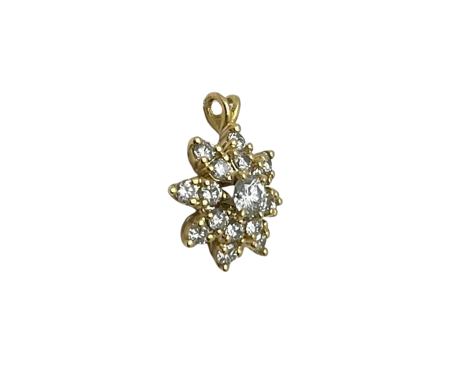 Floral Starburst Diamond Pendant - Yellow Gold