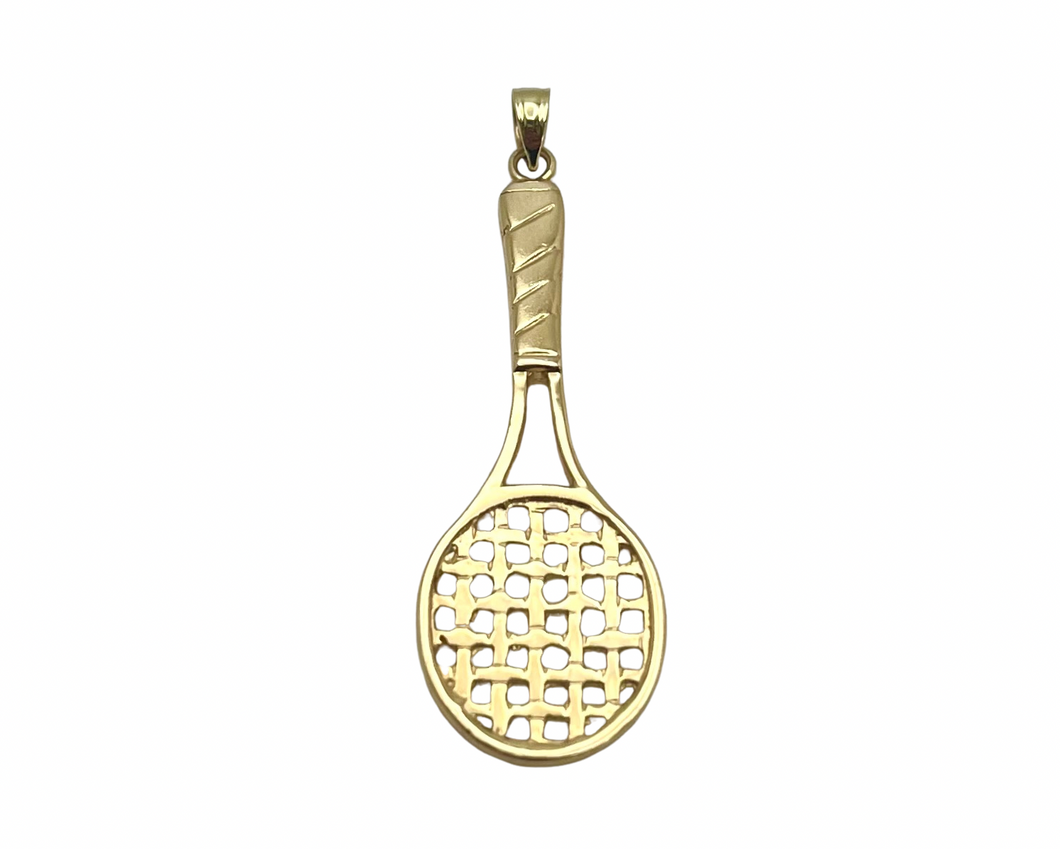 Tennis Racket Pendant - Yellow Gold
