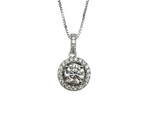 1.01ct Diamond Halo Pendant - White Gold