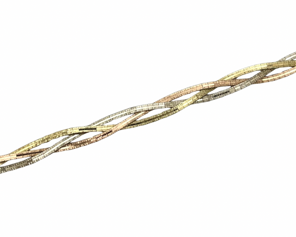 Braided Omega Style Bracelet - Three Tone