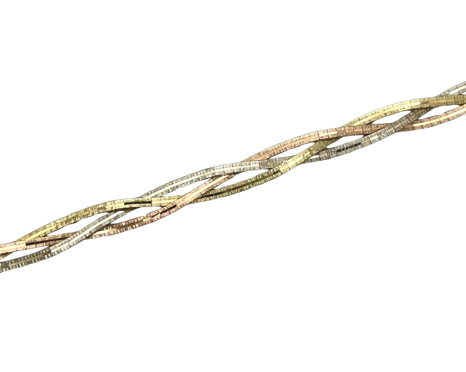 Braided Omega Style Bracelet - Three Tone