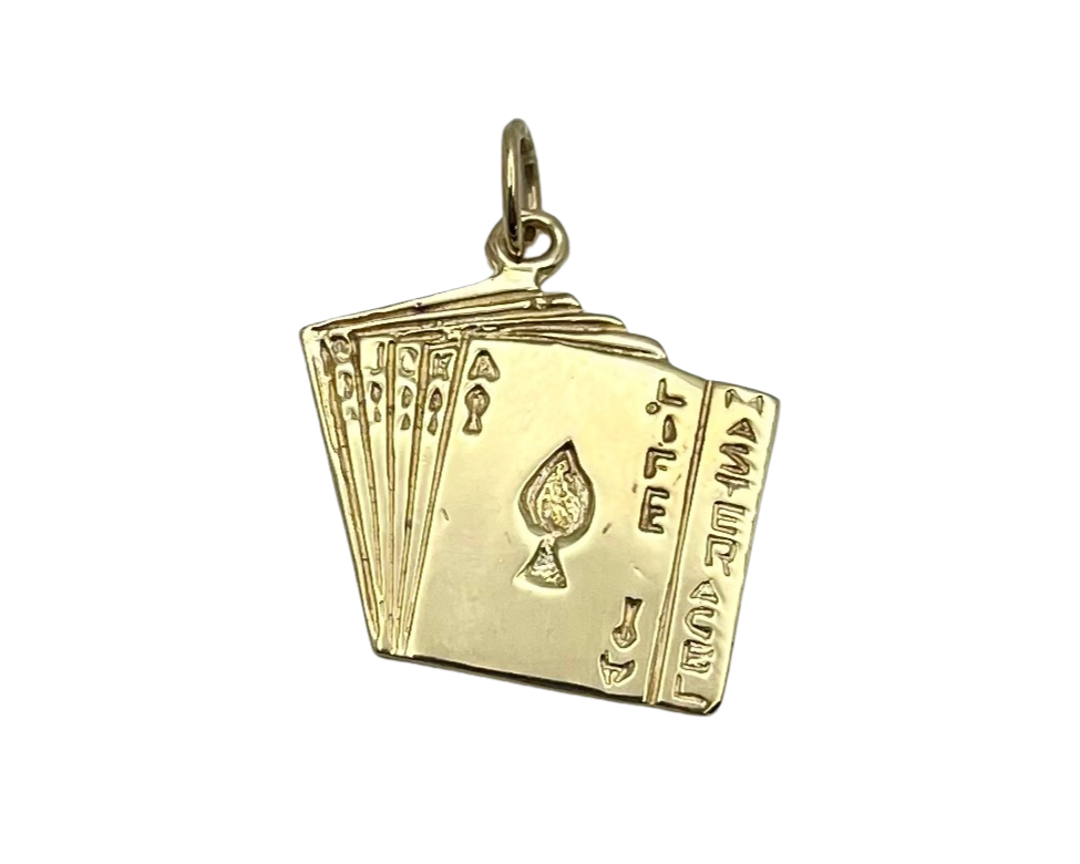Royal Flush Cards Pendant/Charm - Yellow Gold