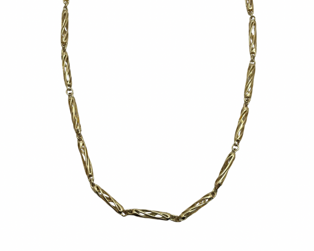 Barrel Link Necklace - Yellow Gold