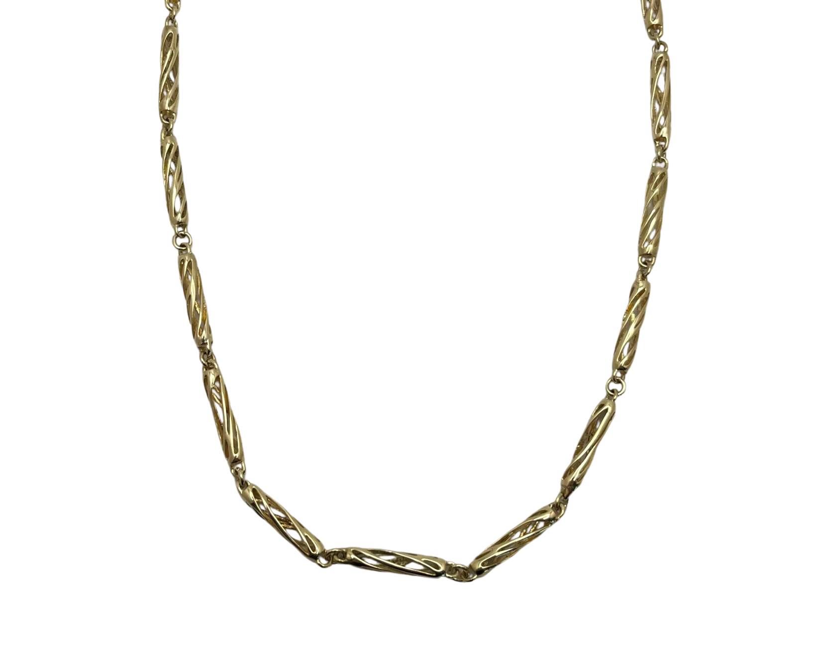 Barrel Link Necklace - Yellow Gold