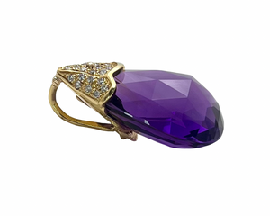 Mid-Century Amethyst Pendant - Yellow Gold