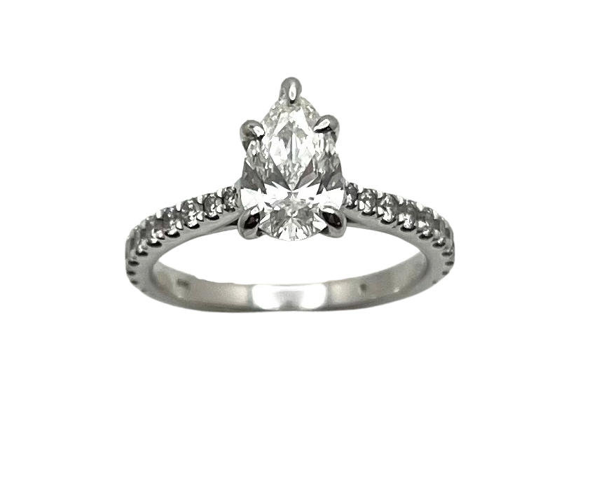 1.03ct Diamond Ring with Diamond Accented Shank - White Gold