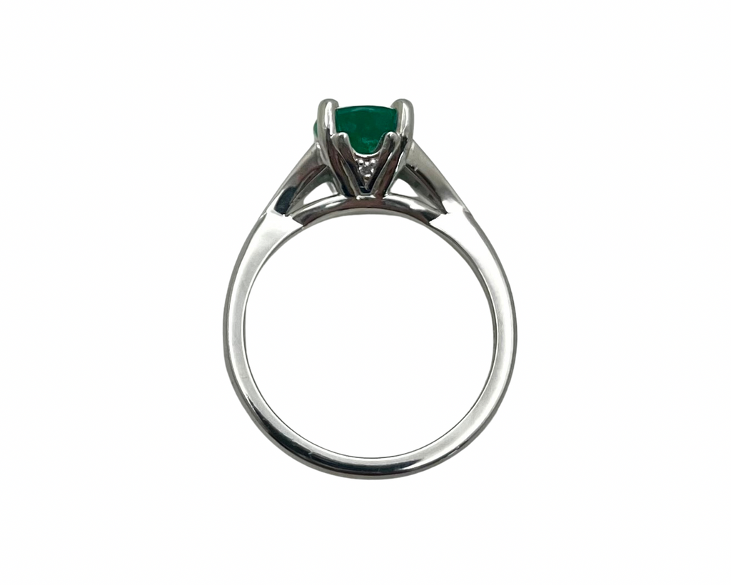 1.52ct Oval Cut Emerald Ring with Diamond Accents - Platinum