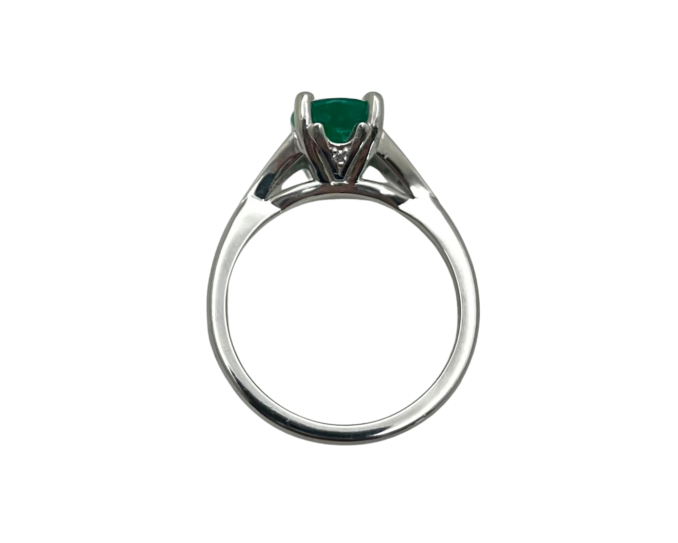 1.52ct Oval Cut Emerald Ring with Diamond Accents - Platinum
