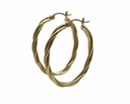Twisted Oval Hoop Earrings - Yellow Gold