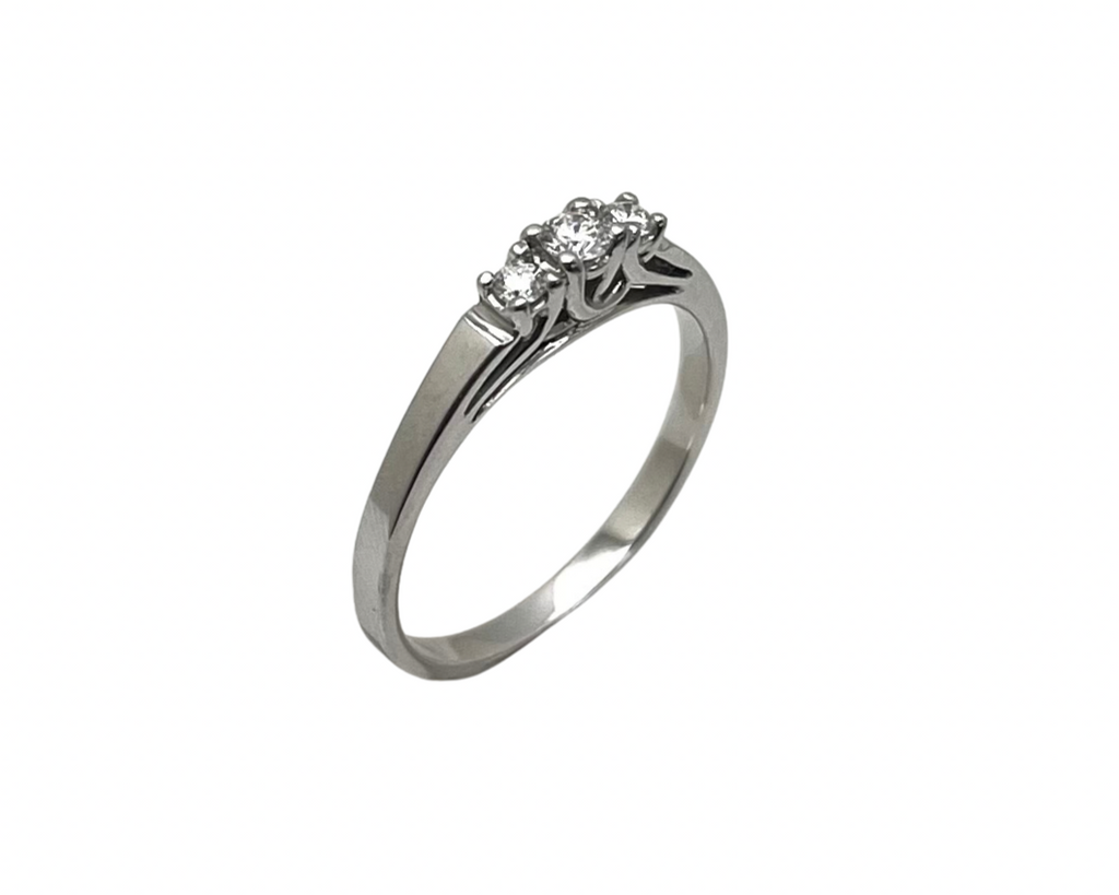 Diamond Ring with Three Diamonds - White Gold