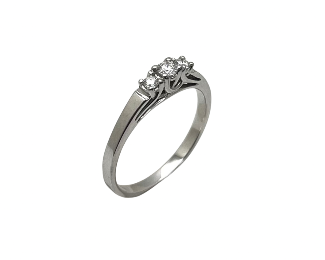 Diamond Ring with Three Diamonds - White Gold