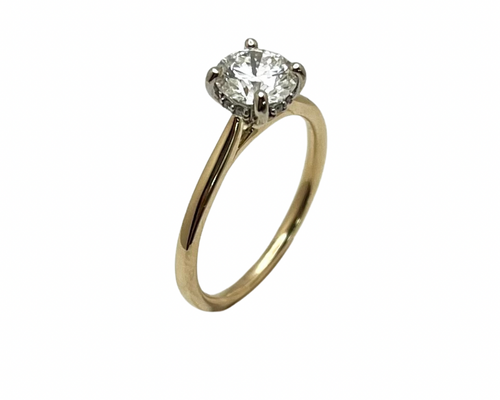 1.00ct Diamond Ring with Hidden Diamond Halo - Two Tone