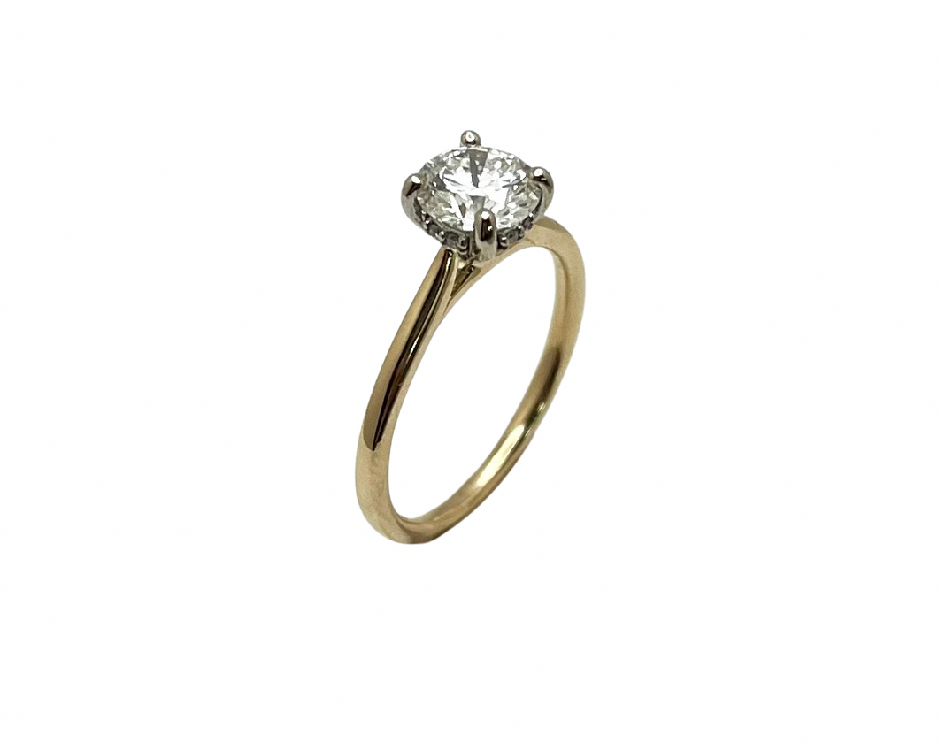 1.00ct Diamond Ring with Hidden Diamond Halo - Two Tone
