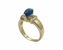 Load image into Gallery viewer, Marquise Cabochon Sapphire Ring with Accent Diamonds - Yellow Gold
