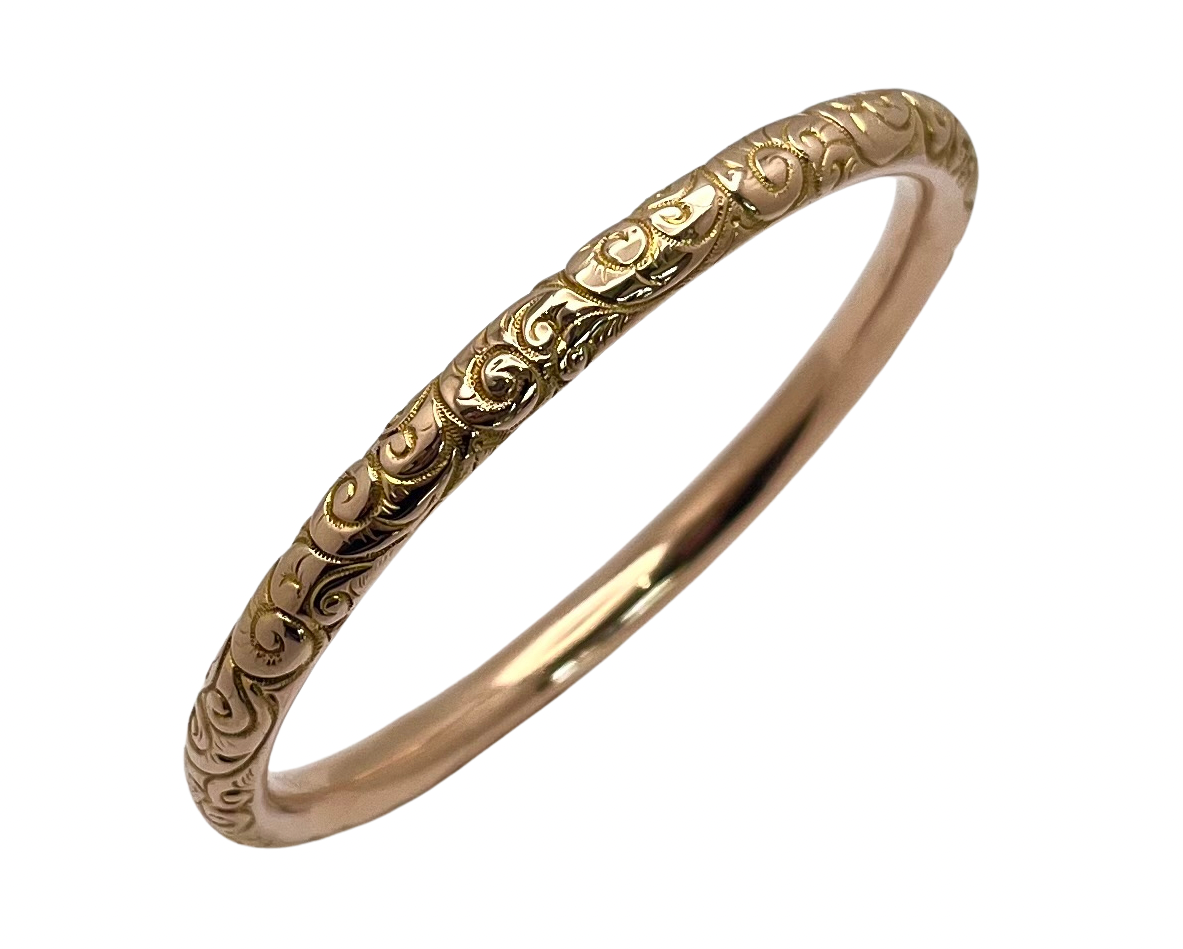 Engraved Detailing Bangle - Rose Gold