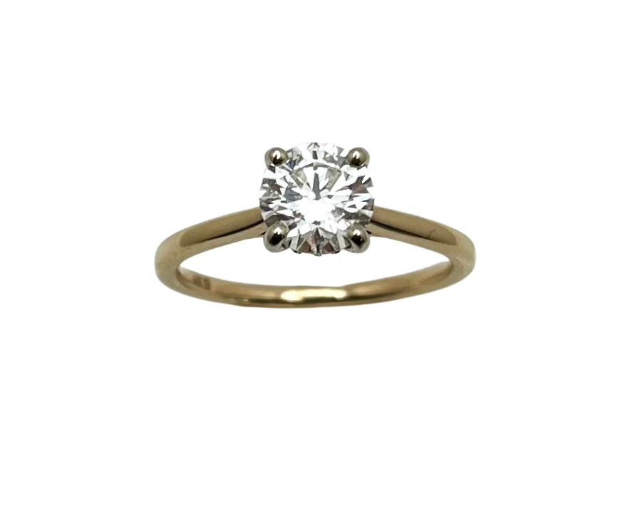 1.00ct Diamond Ring with Hidden Diamond Halo - Two Tone