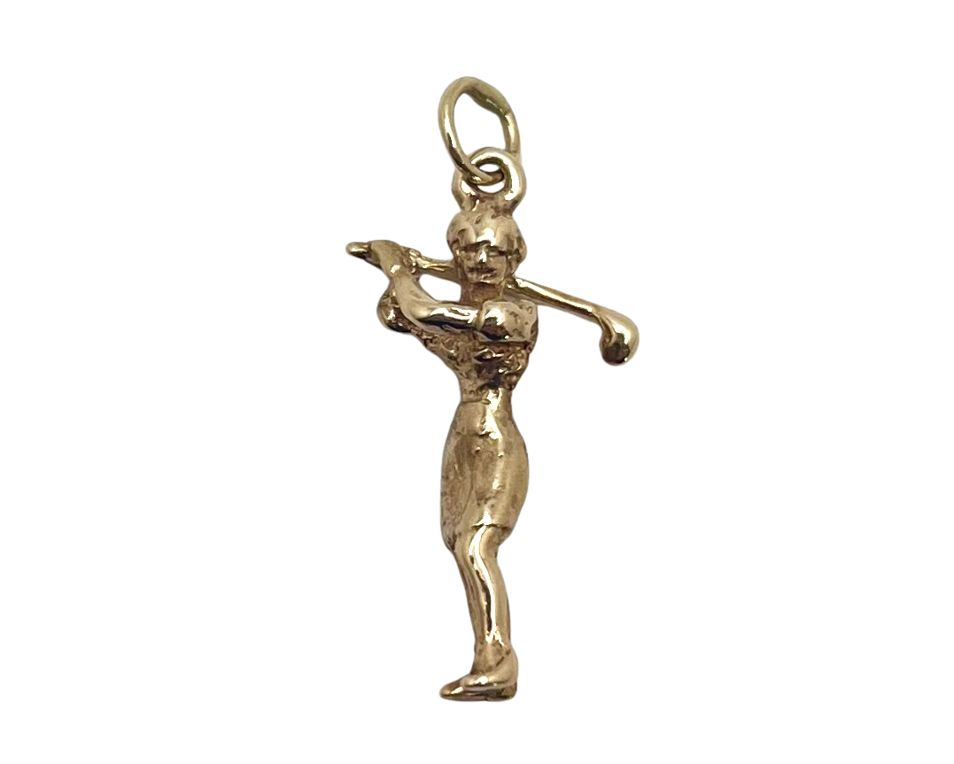 Golfer Pendant/Charm - Yellow Gold