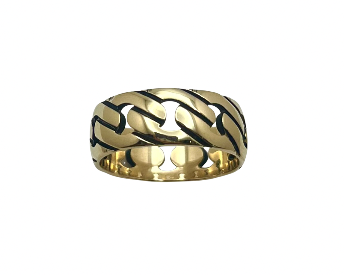 Curb Link Design Band - Yellow Gold