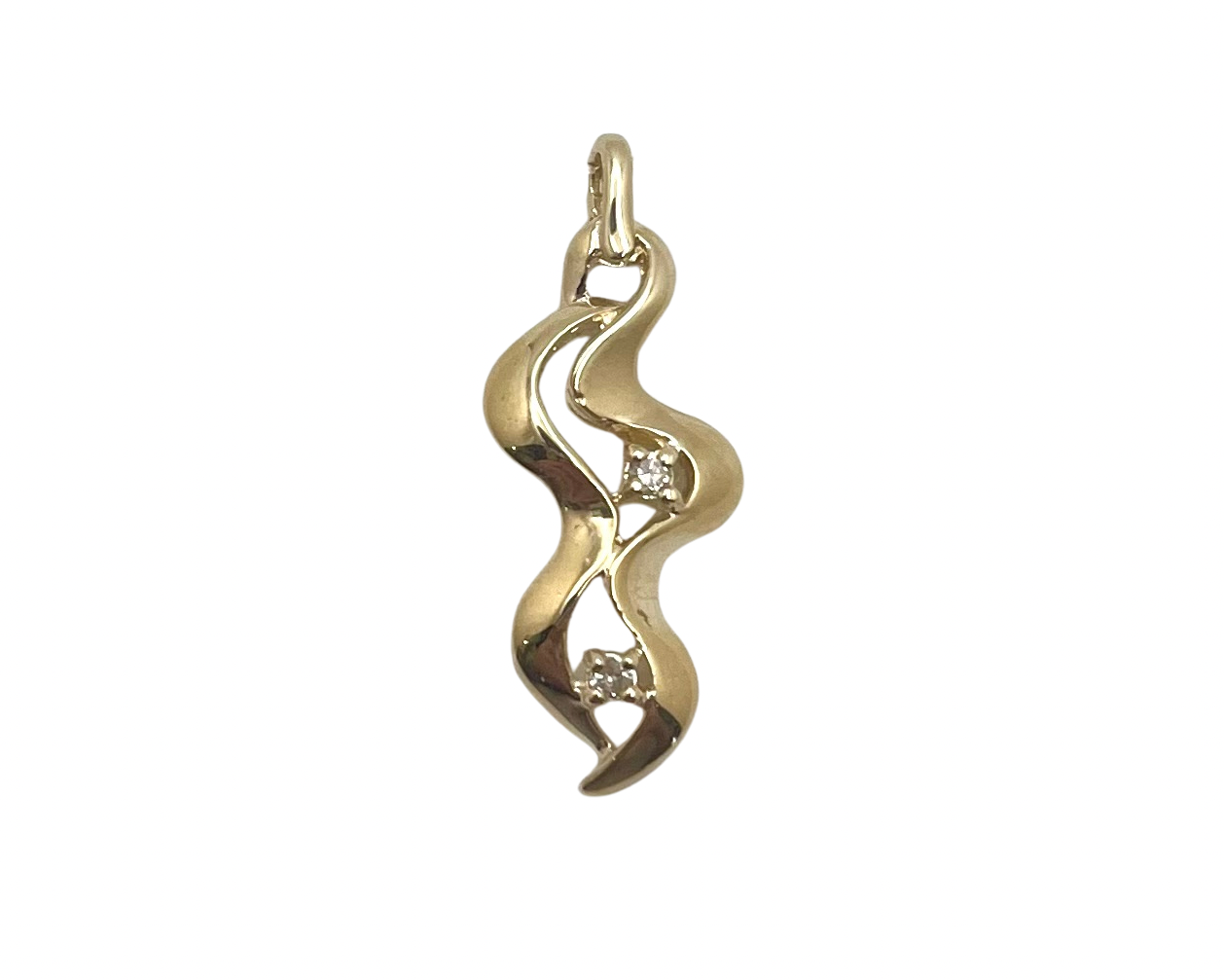 Diamond Accented Freeform Pendant - Yellow Gold
