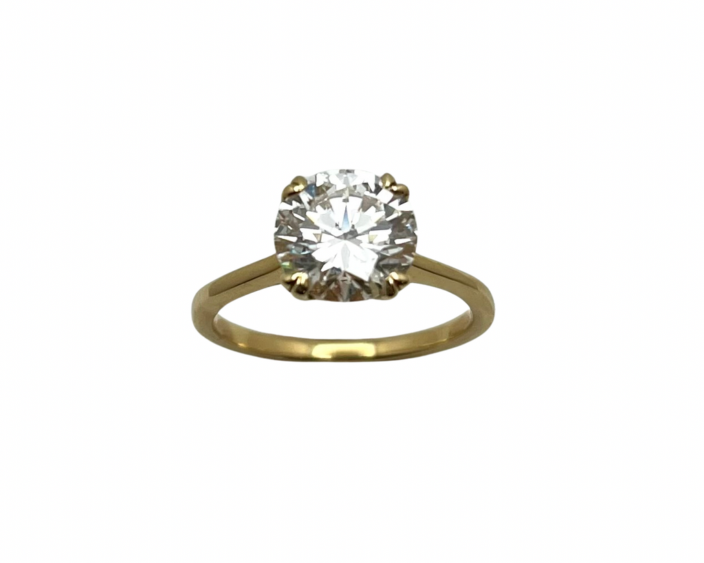 2.17ct Round Cut Diamond Solitaire Ring - Yellow Gold