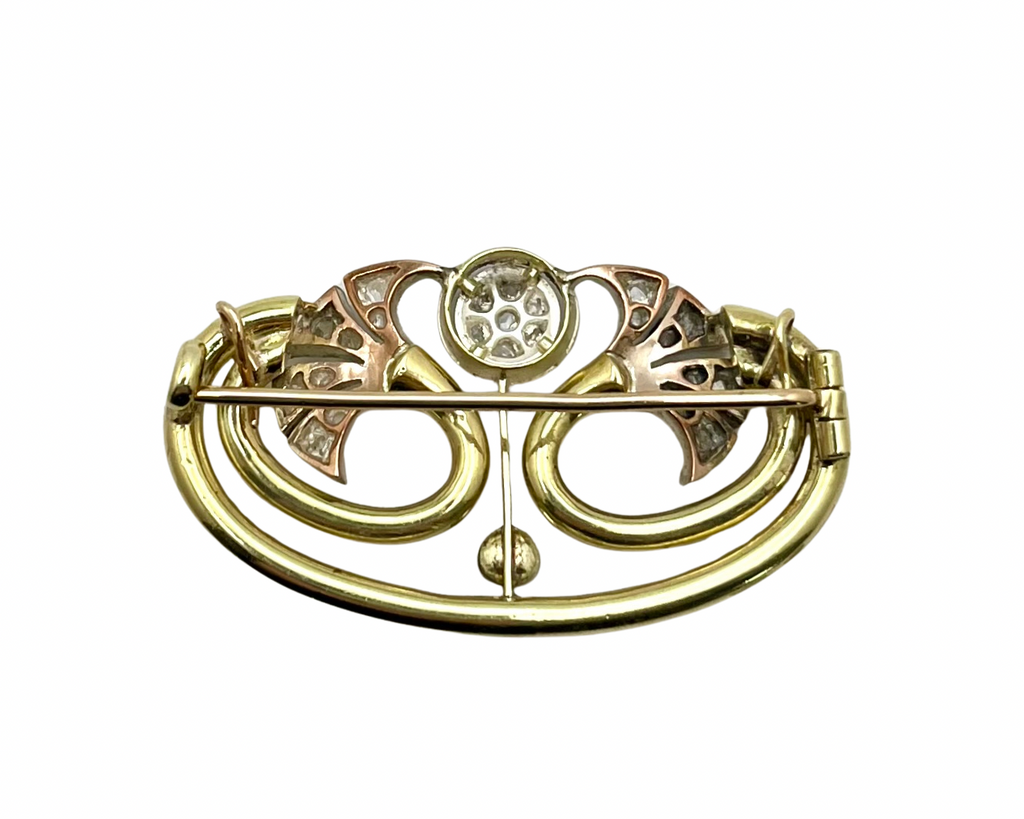 Art Nouveau Pearl Brooch/Pendant - Two Tone