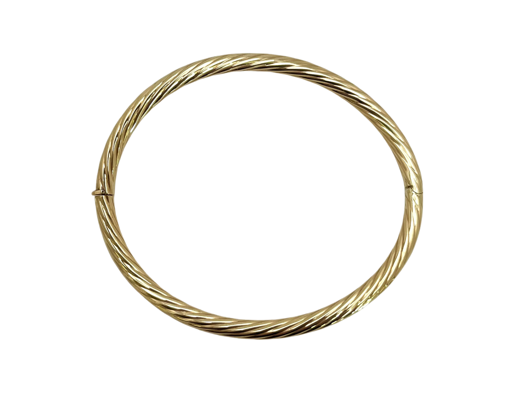 Oval Twist Design Bangle Bracelet - Yellow Gold