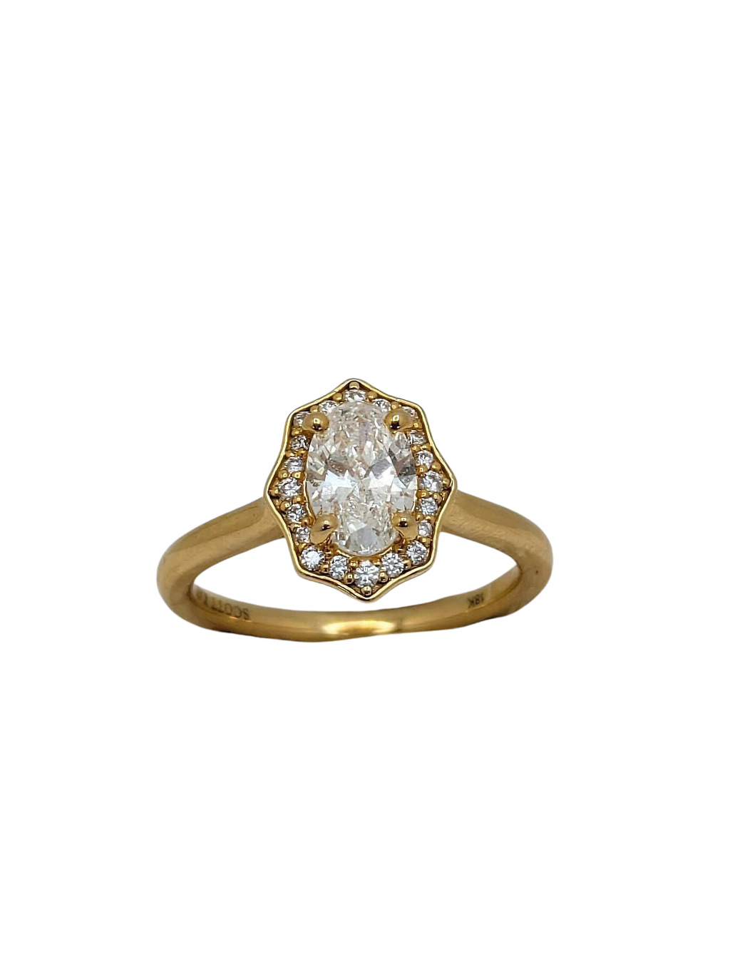 1.01ct Fancy Halo Diamond Ring - Yellow Gold
