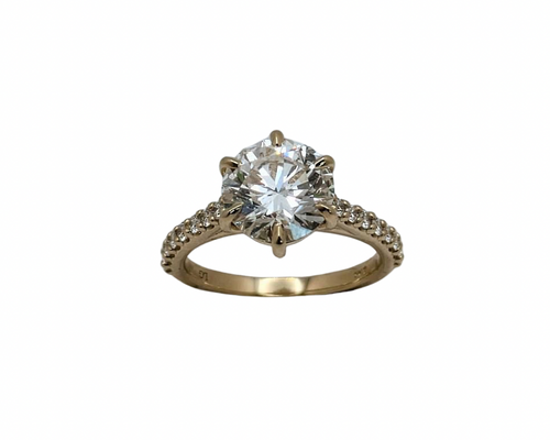 3.36ct Lab Grown Diamond Ring in 6 Prong Setting - Yellow Gold