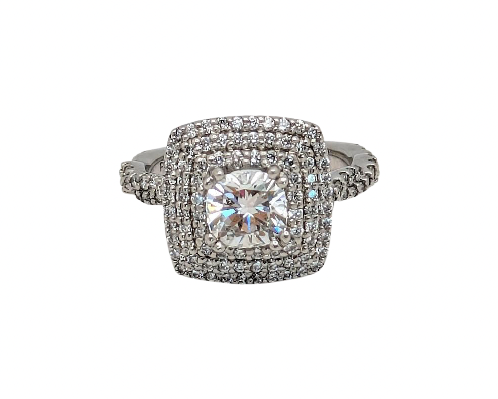 1.69ct Triple Halo Diamond Ring - Platinum