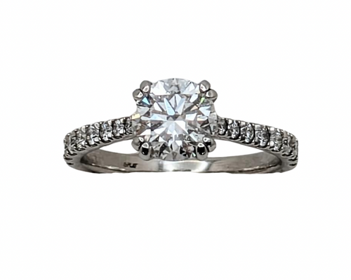 1.58ct Diamond Ring with Diamond Accented Shank - Platinum