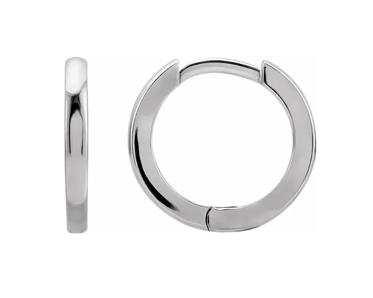 15.0 x 1.65mm Huggie Hoop Earrings - White Gold