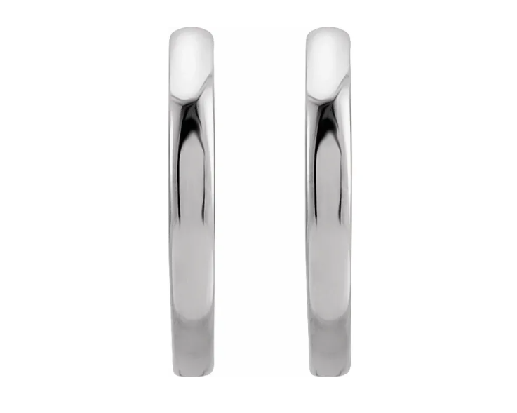 15.0 x 1.65mm Huggie Hoop Earrings - White Gold