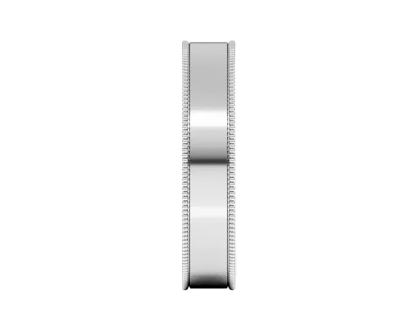 4mm Flat Profile Band with Milgrain Borders - White Gold