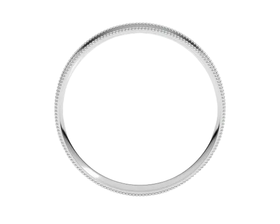 Flat Profile Band with Milgrain Borders 4mm - White Gold