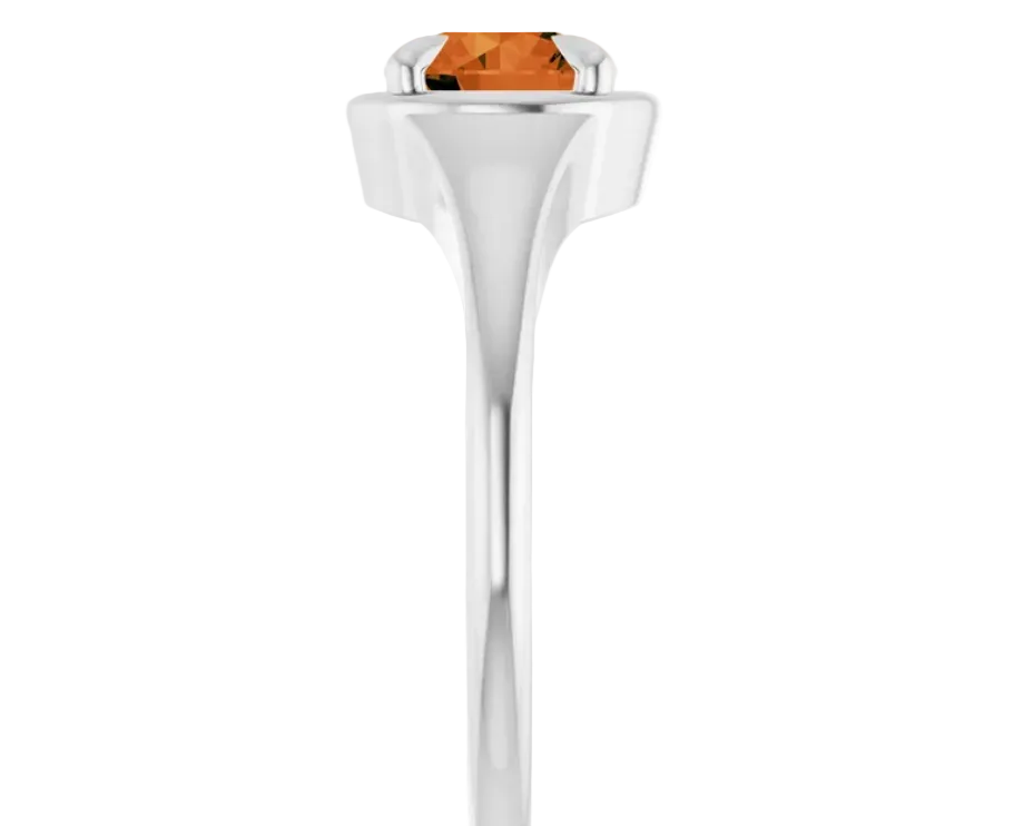 Spessartite Garnet Solitaire Ring - White Gold