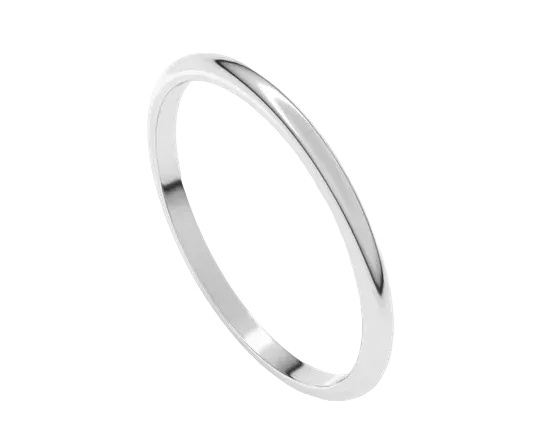 1.5mm Half Round Band - White Gold
