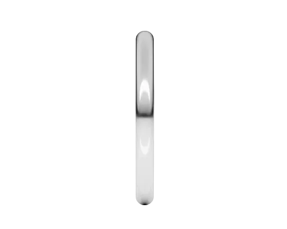 2mm Half Round Band - White Gold